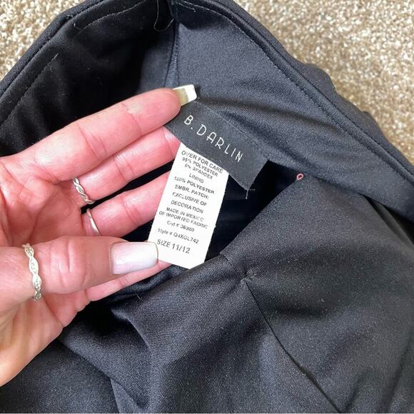 - B Darlin Juniors' Embroidered Strapless Fit & Flare Dress Size 11/12 bla… - Picture 6 of 11